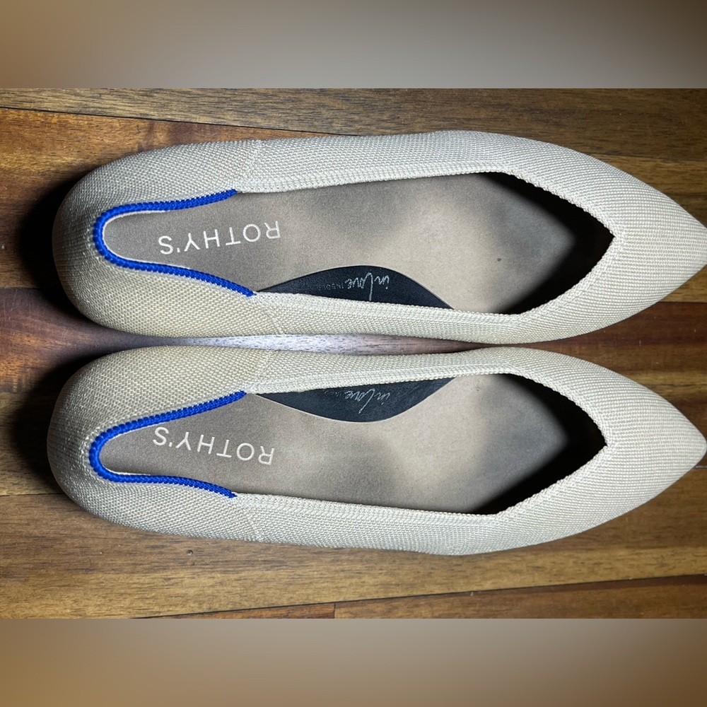 Rothy’s The High Point Sandstone Knit Pointed Toe Flats Women’s Size 10.5 - Picture 8 of 9